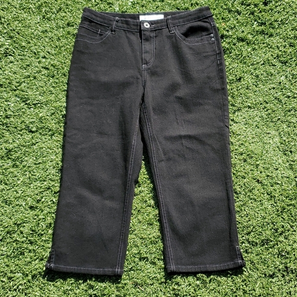 Chico's Black Platinum Denim Stretch Capri Jeans - Picture 1 of 10
